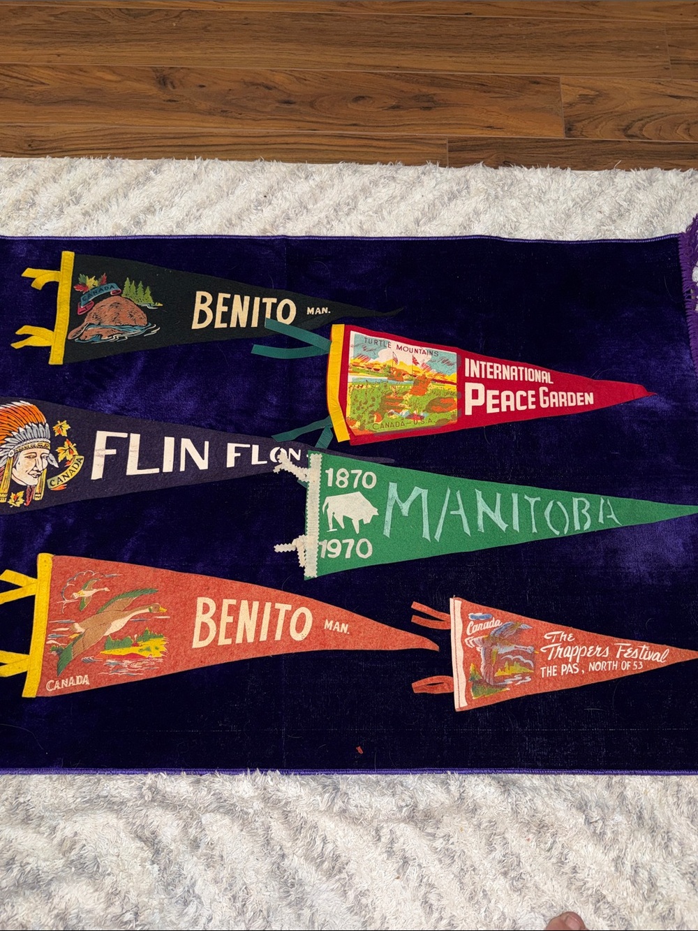 Vintage Manitoba Canada Felt Pennant Collection - Lot of 6 Souvenir Banners 1950